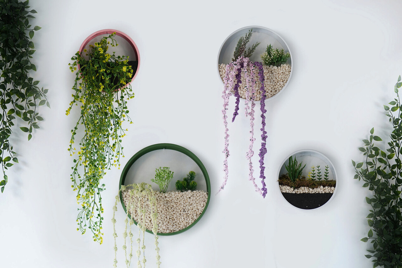 Decoratiune de perete, Beach Plum, Metal, Fier, Roz / Alb / Verde / Alb - 1 | YEO