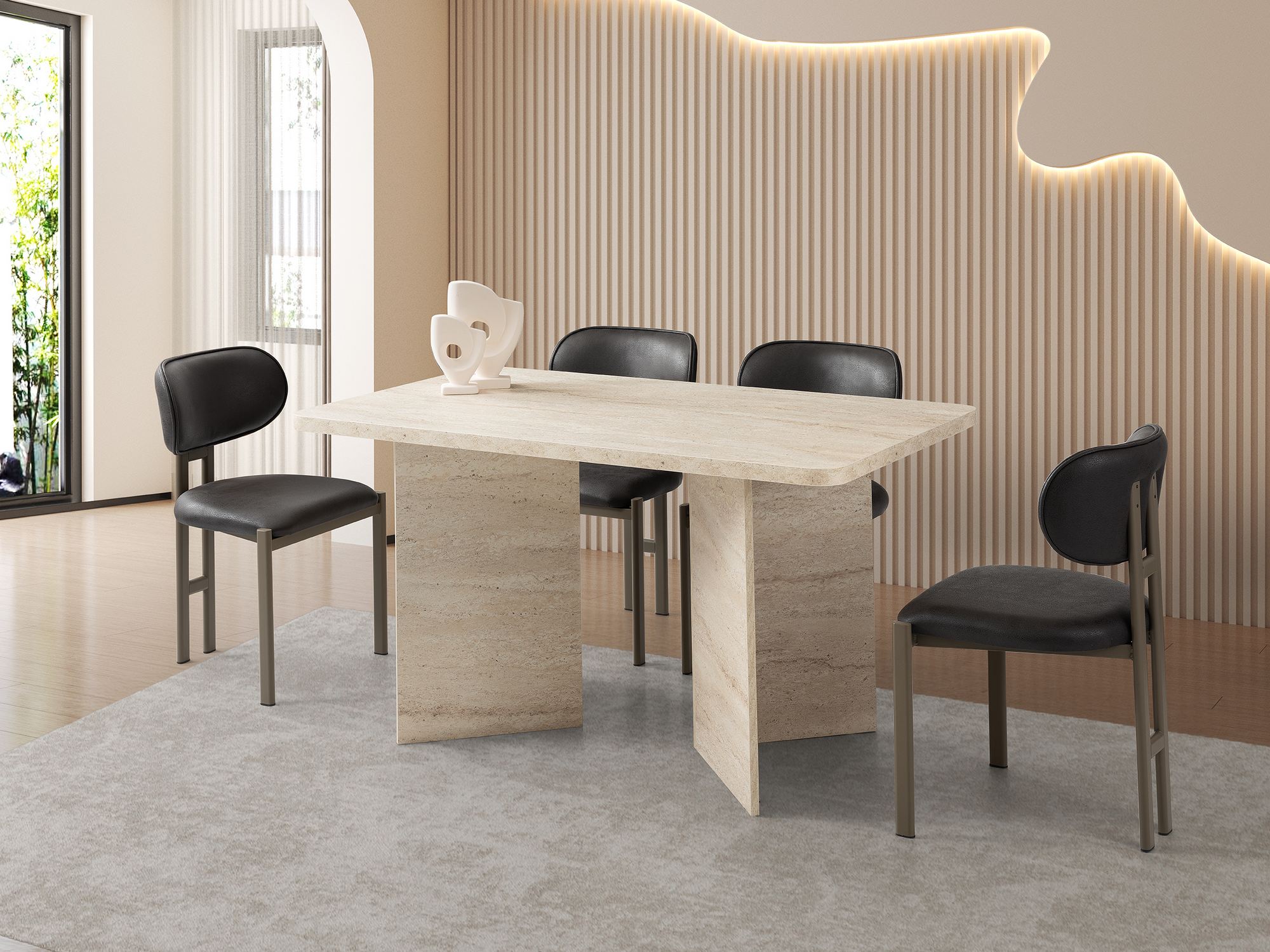 Masa, Hanah Home, Vera, 140x77x80 cm, PAL, Travertin