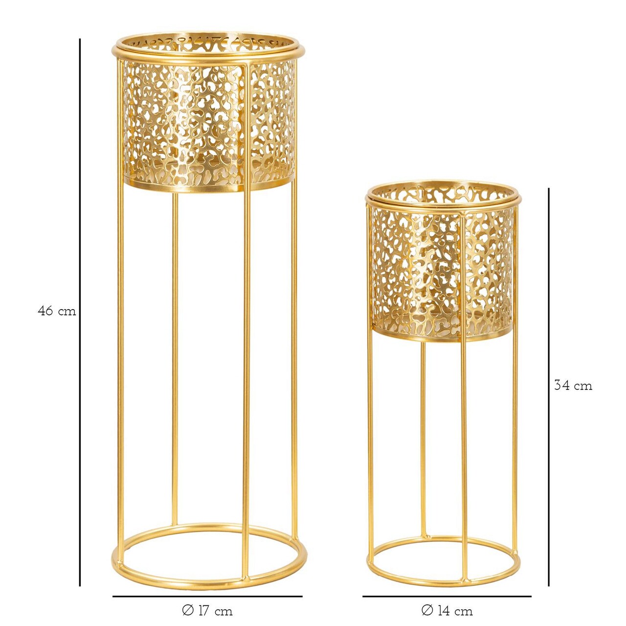 Set 2 suporturi pentru ghivece Nat, Mauro Ferretti, 17x17x46 cm, fier, auriu - 2 | YEO