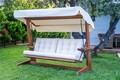 Balansoar de gradina 3 locuri, Swingo, Viva 2400, 237x100x175 cm, Cadru: 100% MID, Bej