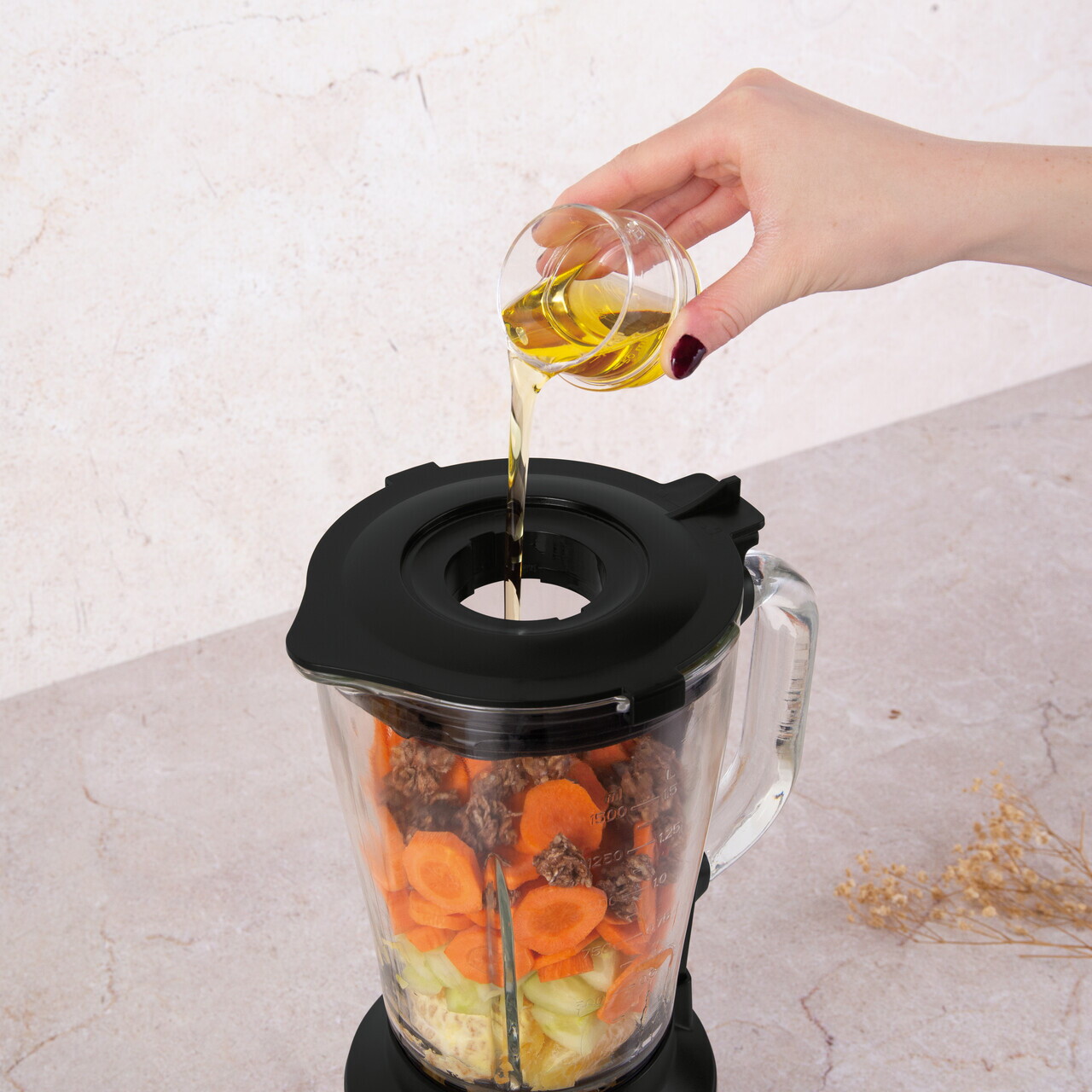 Blender de masa Berlinger Haus, Burgundy, 1000W, 1.5 L, inox/sticla/plastic, rosu/transparent - imagine 3