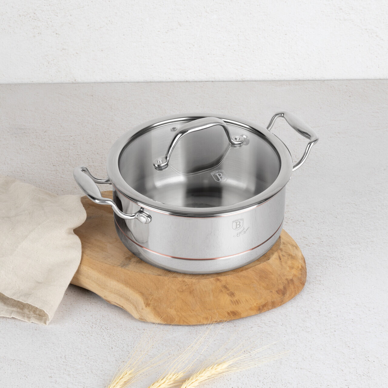 Oala cu capac Berlinger Haus, Copper Touch, 20 cm, inox/aluminiu, argintiu - imagine 7