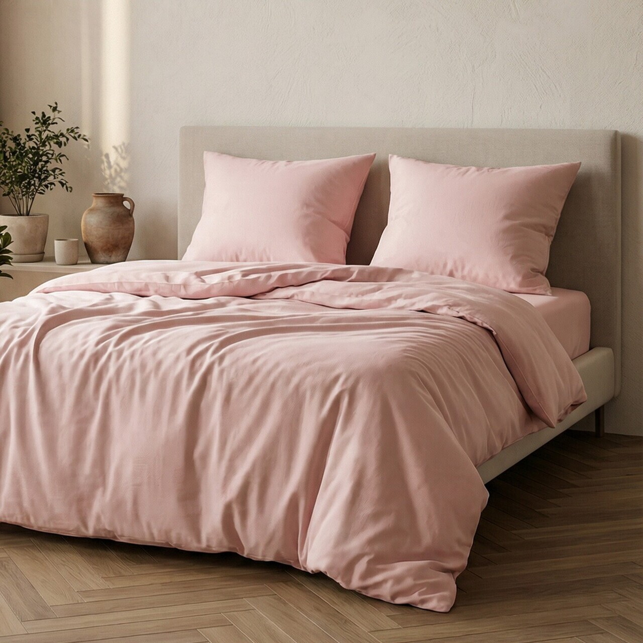 Lenjerie de pat dubla Avelia, Homla, 160x200 cm, 3 piese, bumbac/poliester/vascoza, roz