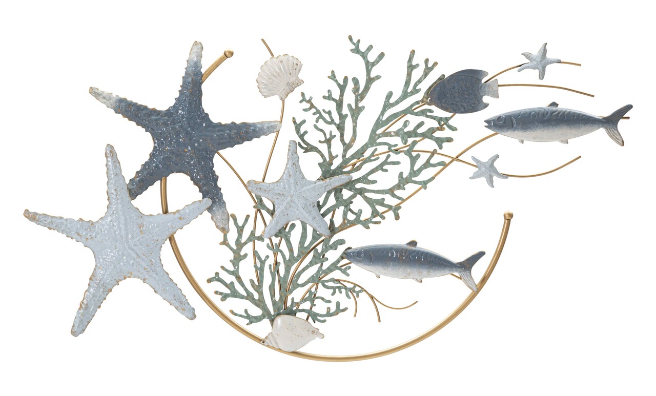 Decoratiune de perete Sea Star, Mauro Ferretti, 95.3 x 50.2 cm, fier, multicolor