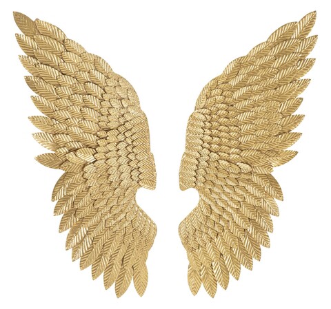 Set 2 decoratiuni de perete, Wings Beauty, Mauro Ferretti, 37 x 100 cm, fier, auriu
