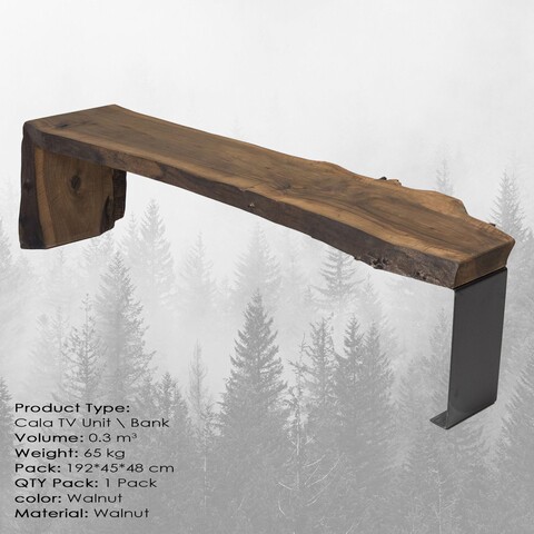 Comoda TV, Massive Design, Calla, 193 x 46 x 40 cm, lemn de nuc, nuc 193