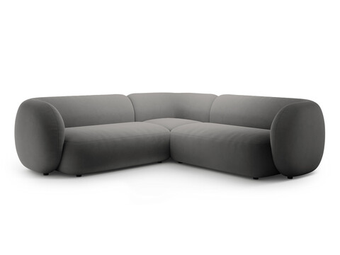 Coltar simetric 5 locuri, Kate, Micadoni, 252x252x76 cm, catifea, gri inchis