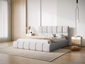 Pat tapitat cu tablie si lada depozitare, Bellis, Micadoni Home, BL, 180x200 cm, poliester chenille, gri deschis