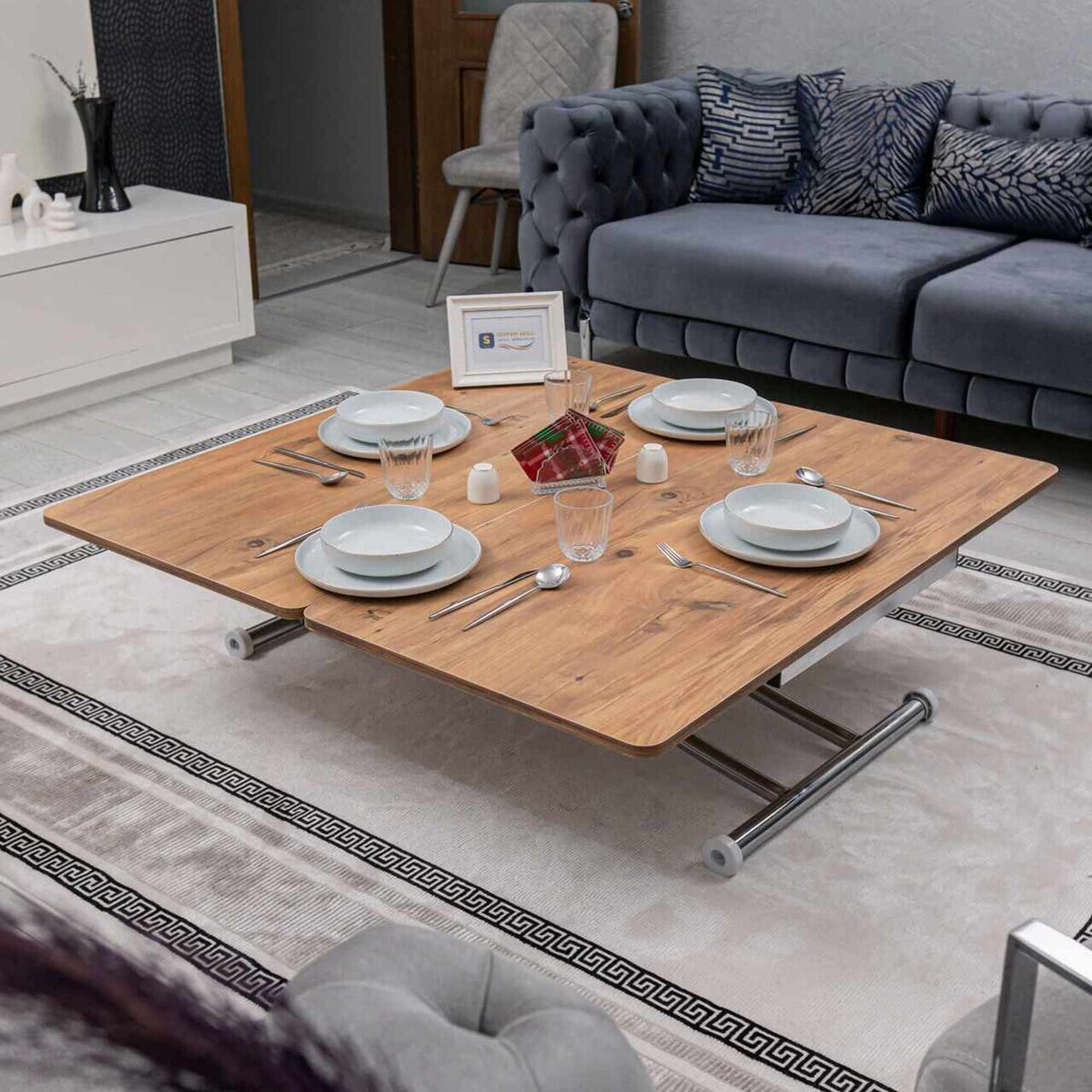 Masuta de cafea, Hanah Home, Juppo Int, MDF, Pin / Crom — imaginea 4