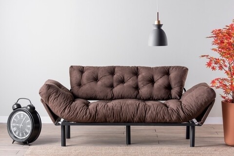 Canapea extensibila Nitta Triple, Futon, 3 locuri, 225×70 cm, metal, maro 225x70 imagine model 2022
