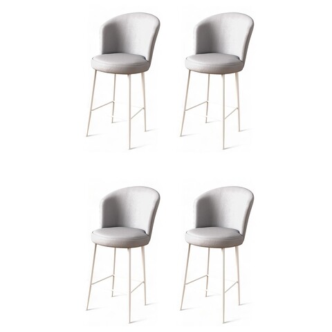 Set scaune  de bar 4 piese, Charlotte, Uras, Metal, Gri/Alb