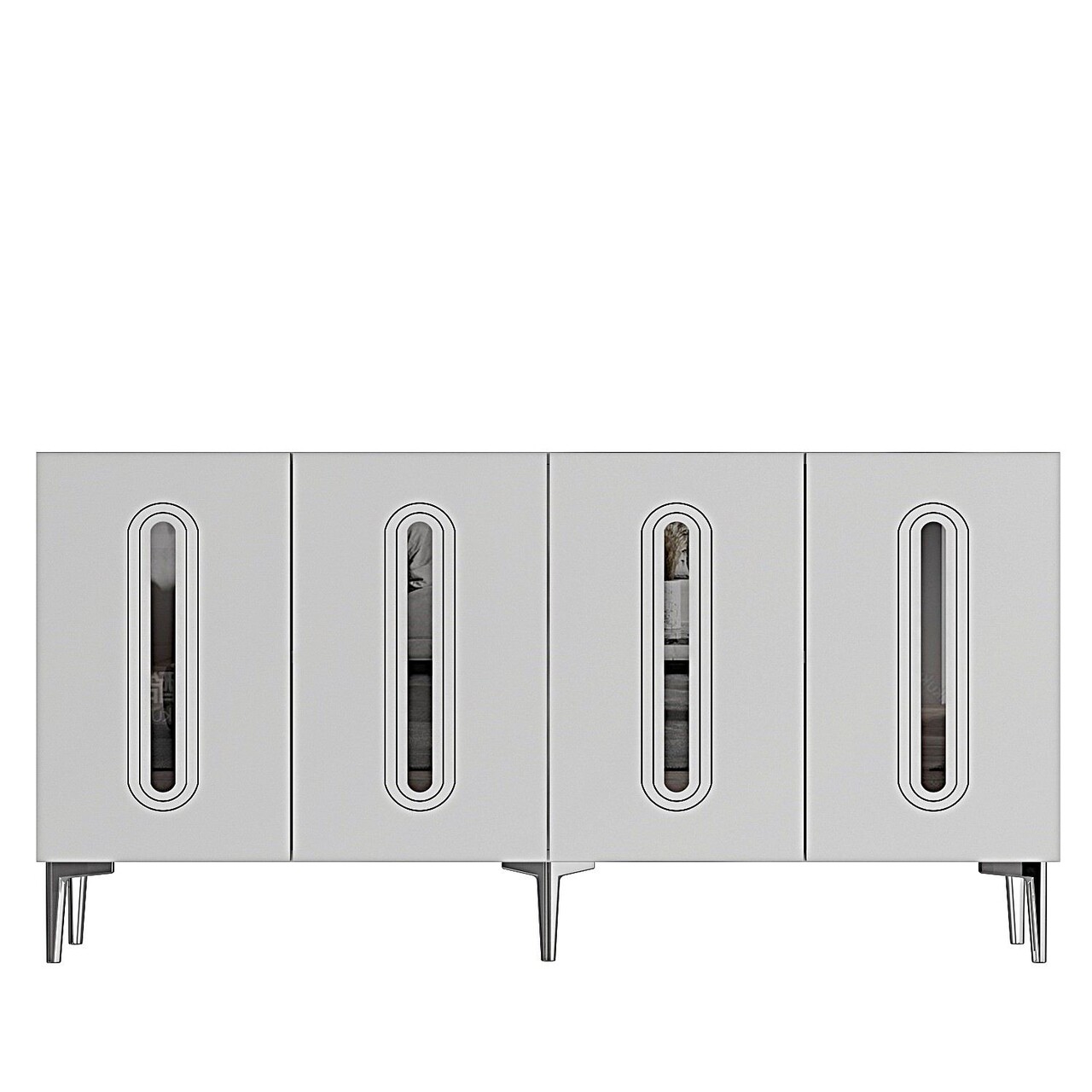Consola, Hanah Home, Rany 150, 150x75x32 cm, Alb / Argintiu - view 4