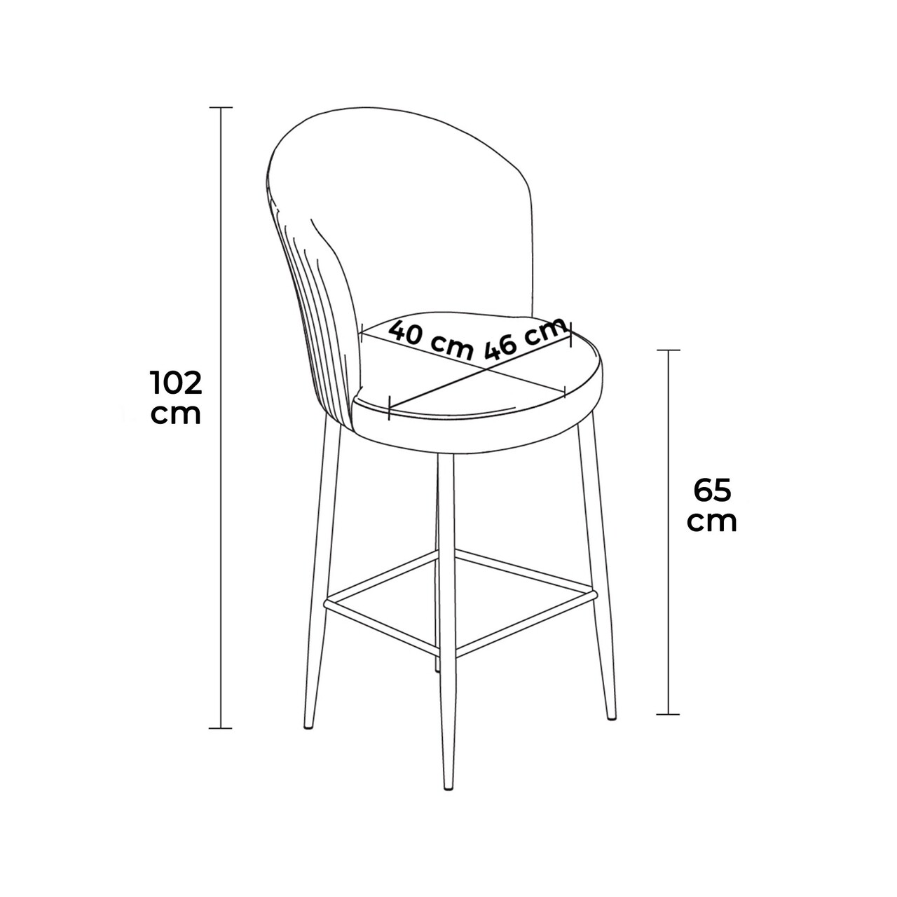 Set scaune de bar 6 piese, Charlotte, Alte, Metal, Gri/Alb