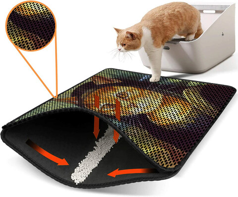 Covoras litiera pentru colectarea granulelor de nisip, Nrszn0133, 45×60 cm, 50% PVC/50% POLIESTER, Multicolor Gravel