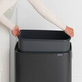 Cos de gunoi cu soft touch, Brabantia, Bo Touch Matt, 60 L, 31.2x54.5x65.6 cm, otel, negru mat