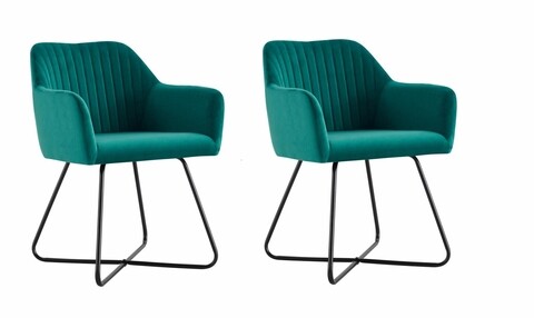 Set 2 scaune tip fotoliu, Heinner, 45x44x84 cm, metal/catifea, bej 45x44x84