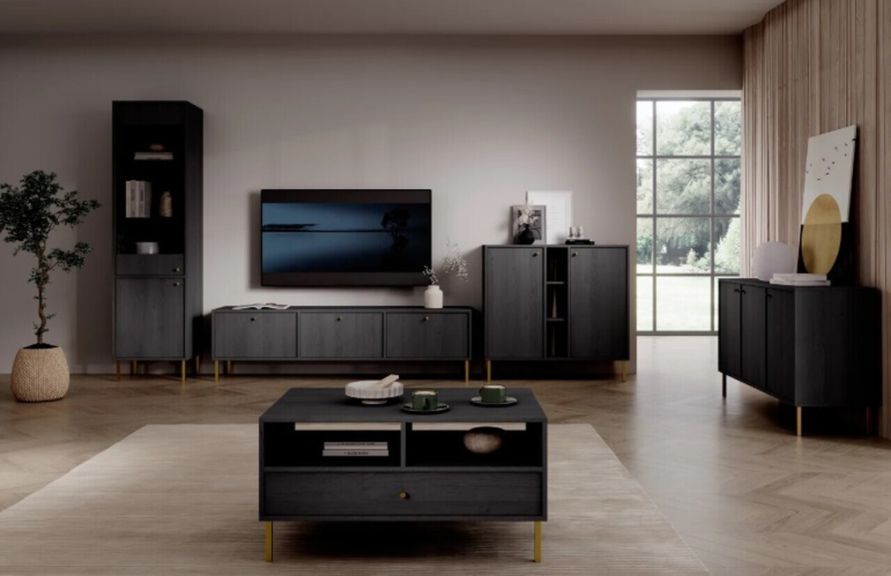 Comoda ADRK, Tili 2D 3P, 100.2x40.8x95 cm, PAL laminat, negru — imaginea 7