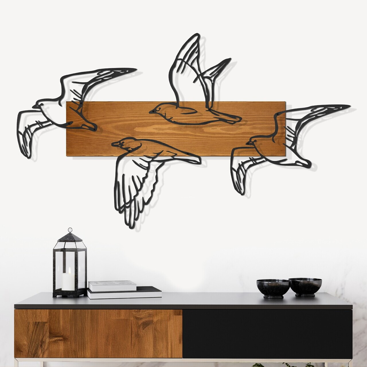 Decoratiune de perete, Mouette, Cadru: Lemn (Grosime: 2 cm), Nuc negru — imaginea 2