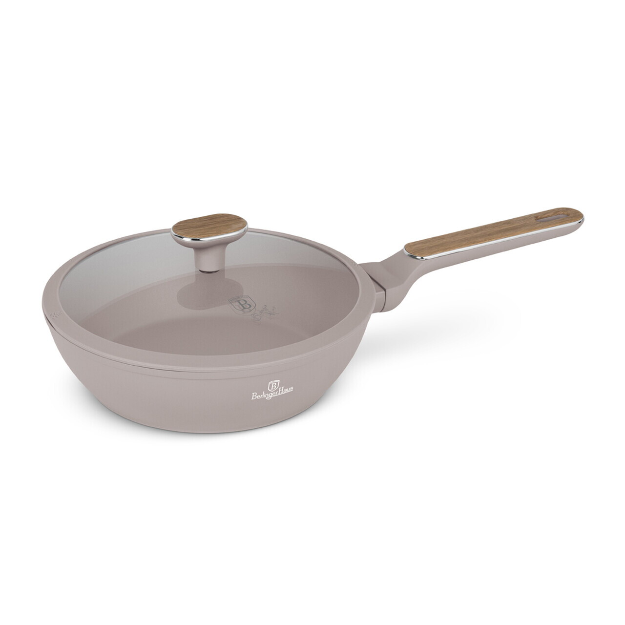 Tigaie adanca cu capac Berlinger Haus, Taupe Nordic, 24 cm, 2.3 L, aluminiu forjat, taupe mat/natur - imagine 2