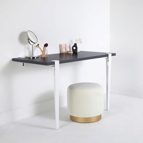 Masa de toaleta / machiaj, Logg, Thetis, 90x75x45 cm, Antracit/Alb 90x75x45