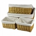 Set 4 cosuri din rachita Natural, Jocca, rachita/poliester, alb/natur
