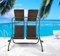 Leagan cu 2 locuri, Segars, 170 x 132 x 170 cm, otel, gri/maro