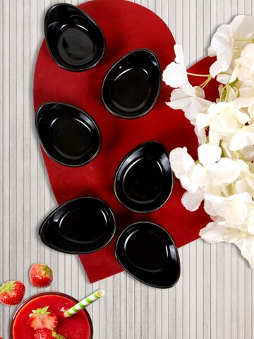 Set 6 recipiente pentru sosuri Mini Gondola, Keramika, 8 cm, ceramica, negru Keramika