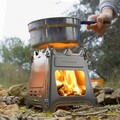 Aragaz pentru camping Flamet, InnovaGoods, pliabil, Ø15.5 x 18 cm, otel inoxidabil, argintiu