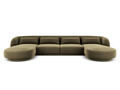 Coltar panoramic 5 locuri, Tulum, Cosmopolitan Design, 330x156x70 cm, catifea, verde