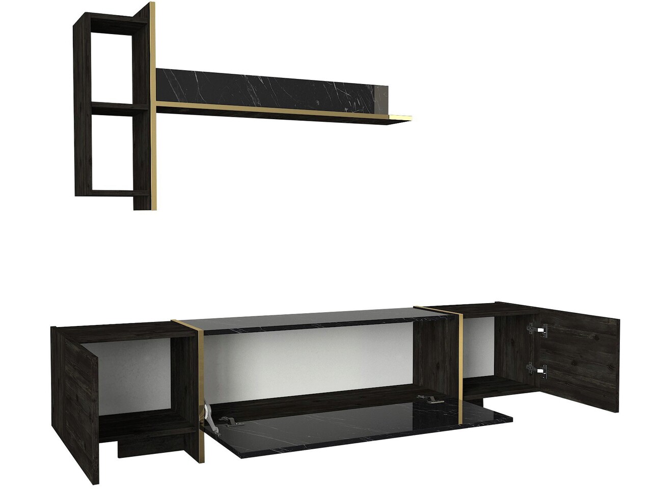 Set mobilier living, Hanah Home, Veyron Set 2, Negru - imagine 7