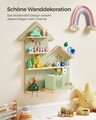 Raft de perete pentru boxa Toniebox cu 35 figurine copii, Songmics, 55.8x18x59.7 cm, MDF/otel/lemn de fag, verde