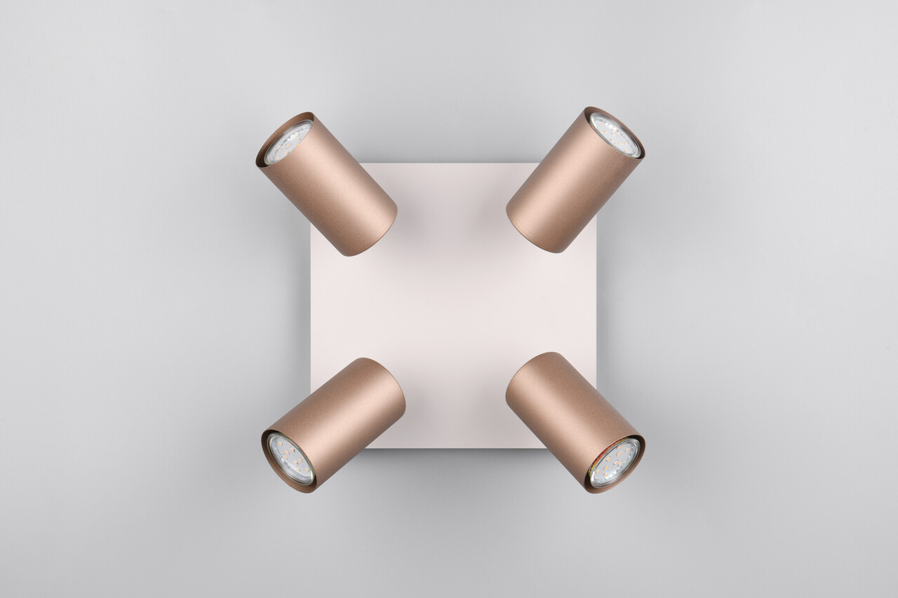 Plafoniera Marley, TRIO, 24x24x15 cm, 35W, 4x GU10, metal, alb/bronz