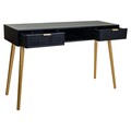 Consola Creaciones Meng, 132x41x79 cm, MDF/bambus, negru/auriu