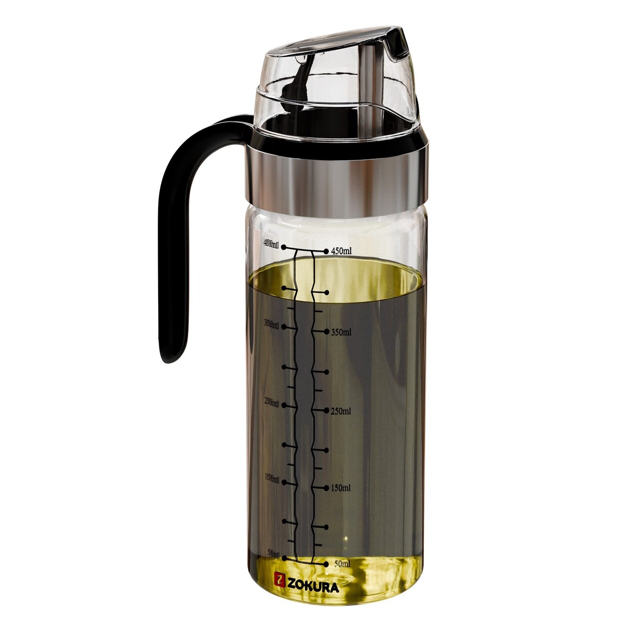 Sticla dispenser cu capac automat, sticla borosilicata, 450ml - Zokura - view 3