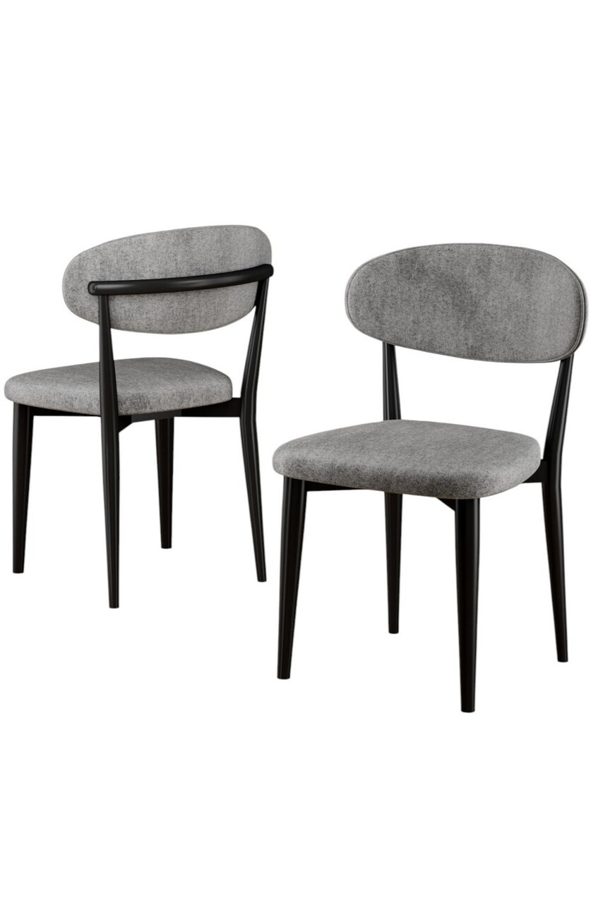 Set scaune 2 piese, Hanah Home, Onex, Gri/Negru — imaginea 2