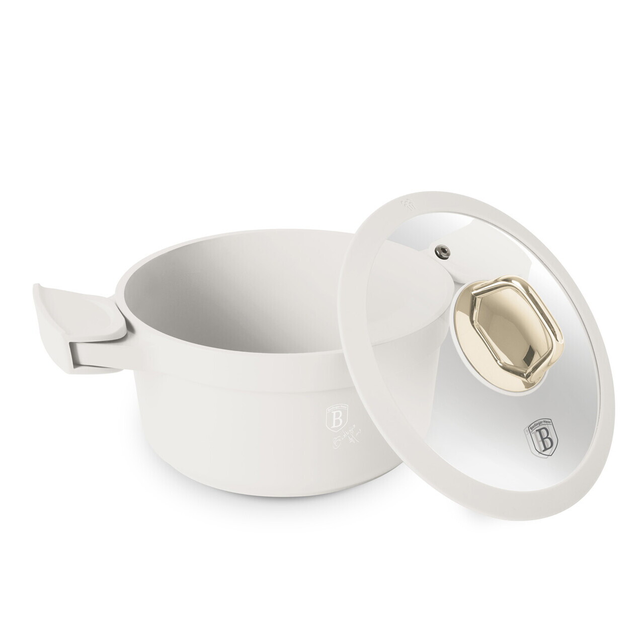 Oala cu capac Berlinger Haus, Sahara, 20 cm, 2.8 L, aluminiu, crem mat - imagine 7