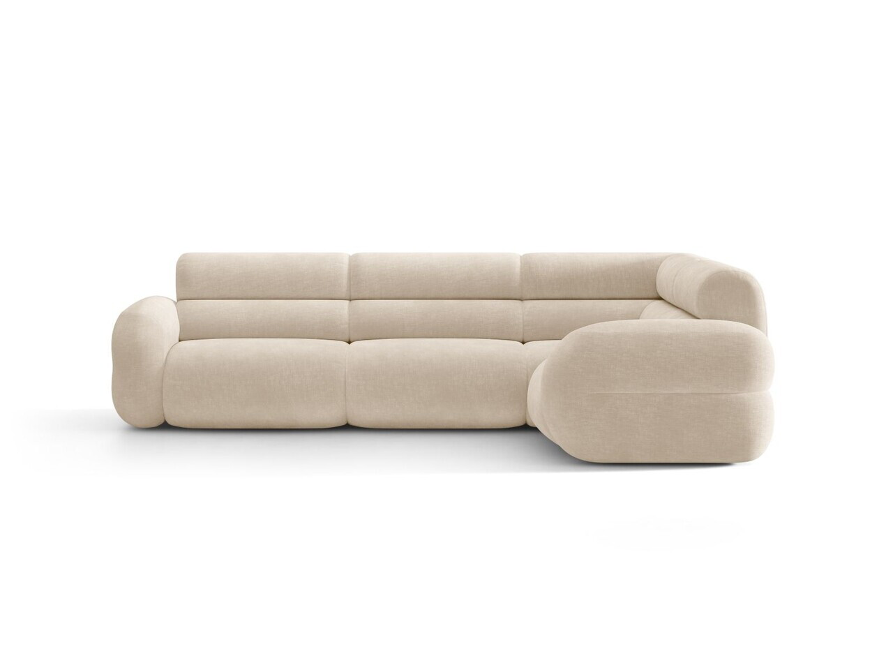 Coltar dreapta 5 locuri, Neo, Micadoni Home, 295x210x83 cm, tesatura Chenille, bej deschis