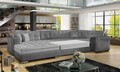 Coltar extensibil stanga 5 locuri ELTAP, Damario, 338x189x78 cm, lemn/poliester, gri deschis/gri inchis