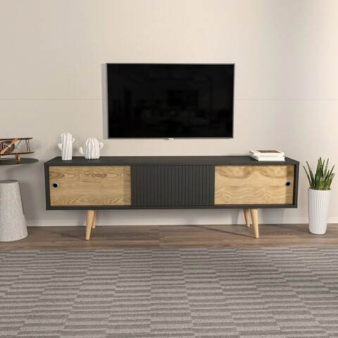 Comoda tv, zena home, ecrin, 160x45x34.5 cm, pal, antracit / stejar