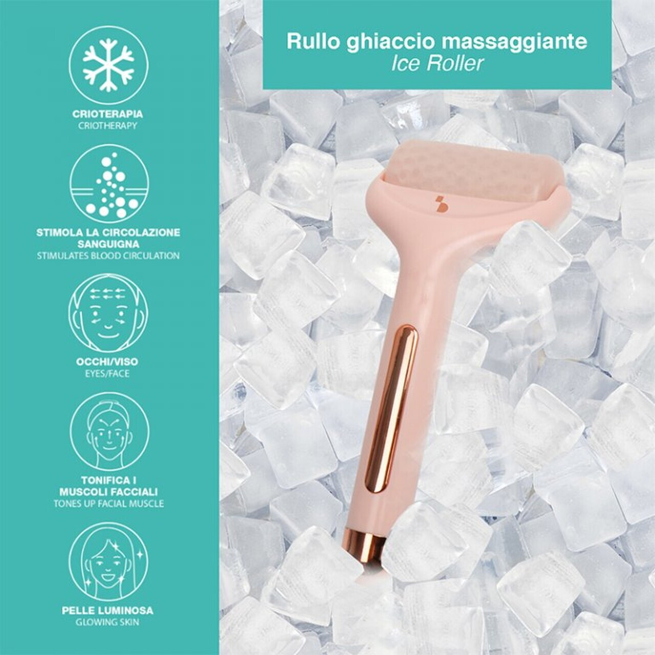 Aparat pentru masaj facial cu gheata Ice Roller, Beper, roz - view 4