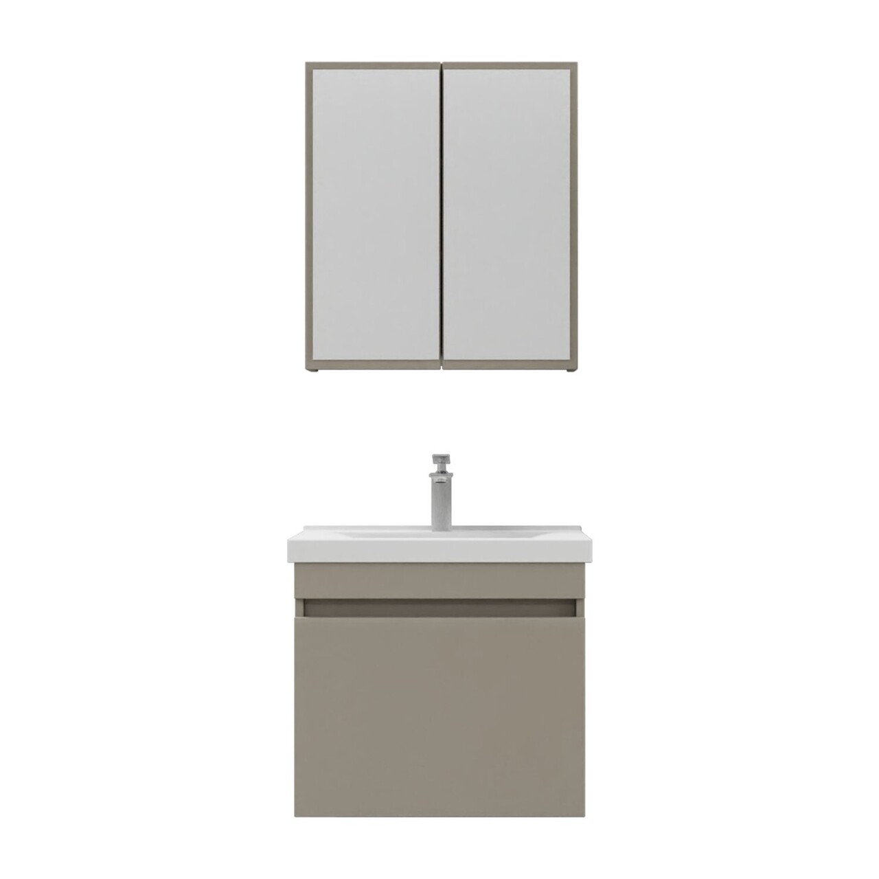Set mobilier de baie (2 piese), Hanah Home, Bellezza 65, Latte - view 5