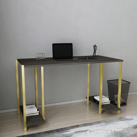 Birou, retricy, academy, 125.2x60x73.8 cm, pal, auriu / gri închis