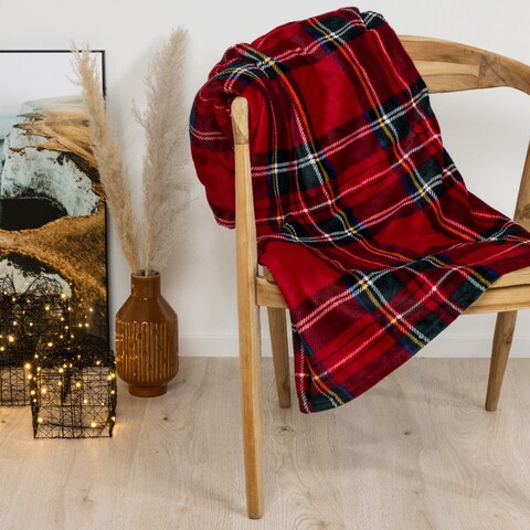 Patura check pattern, decoris, 150x200 cm, poliester, rosu