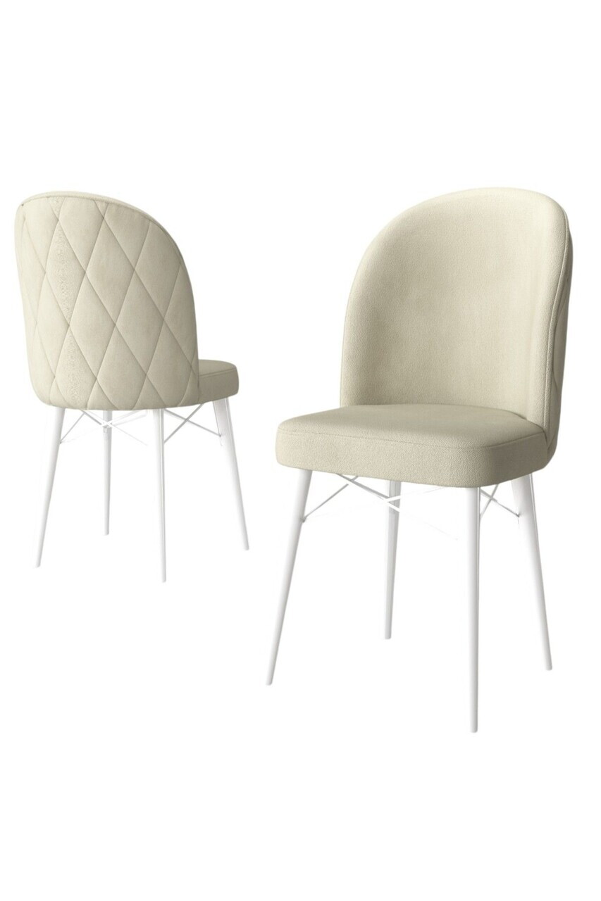 Set scaune 4 piese, Hanah Home, Bika, Crem/Alb — imaginea 2