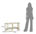 Masuta de cafea Izmir, Mauro Ferretti, 90x60x45 cm, fier/marmura, auriu/alb