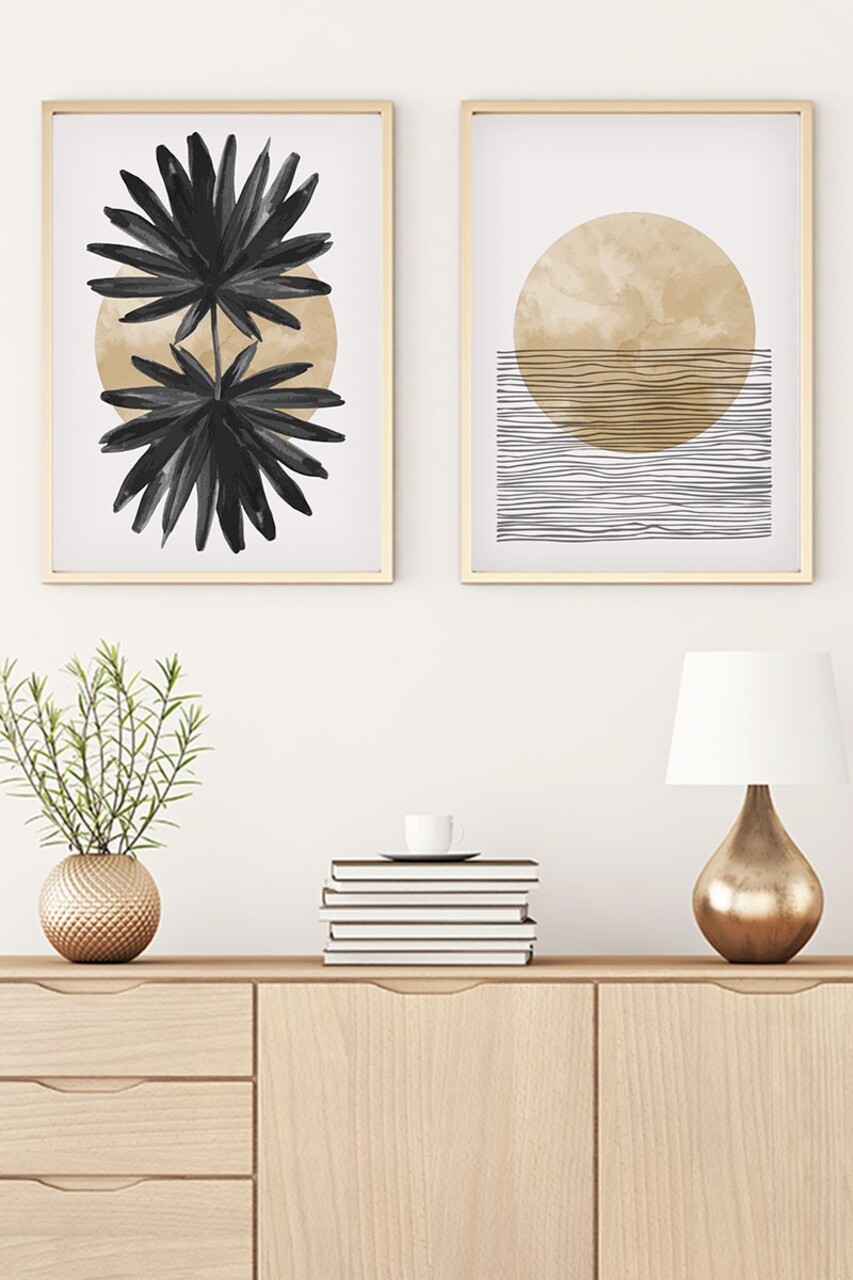 Set 2 tablouri decorative Huhu53 Cadru: 100% LEMN MASIV (Grosime: 25 cm) Multicolor