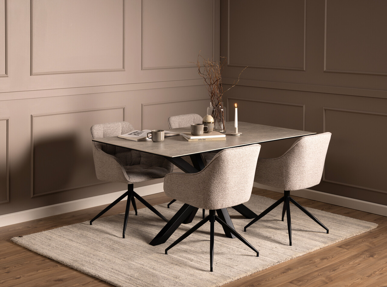 Scaun Brooke, Actona, 57x54.5x82 cm, rotativ, tesatura Boucle/otel, bej - view 5