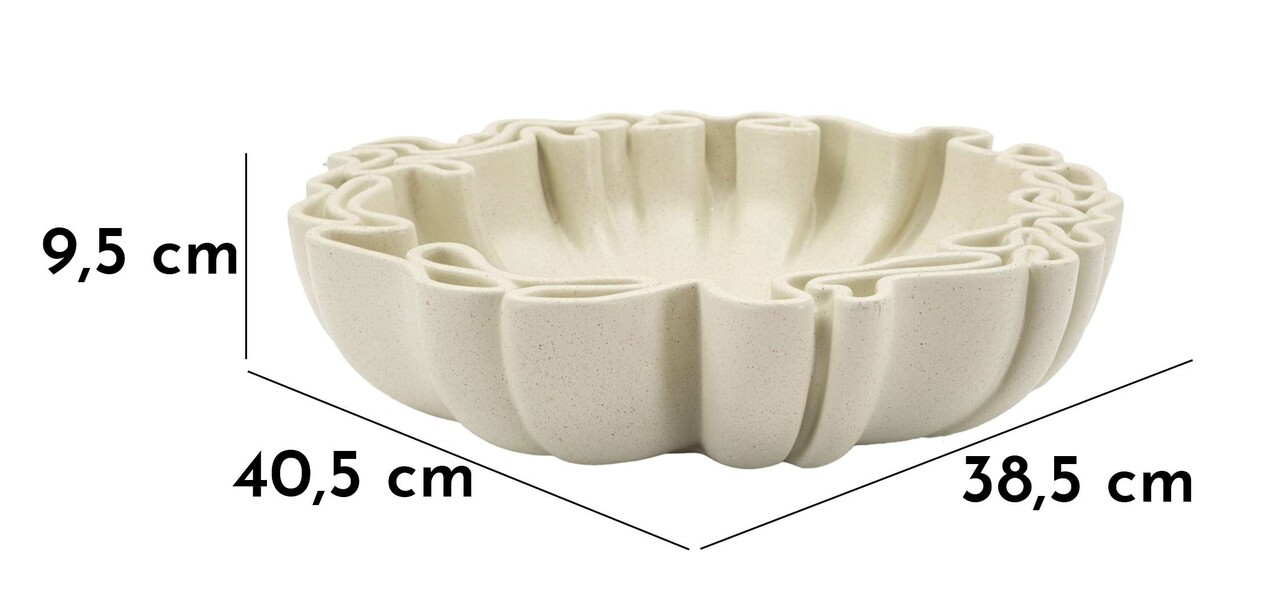 Vas decorativ Stons, Mauro Ferretti, 40.5x38.5x9.5 cm, polirasina, crem - 1 | YEO