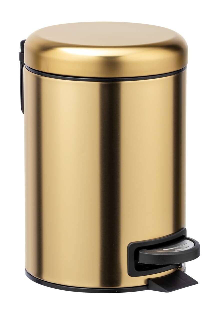 Cos De Gunoi Cu Pedala, Wenko, Leman Gold Matt, 3 L, Inox, Auriu