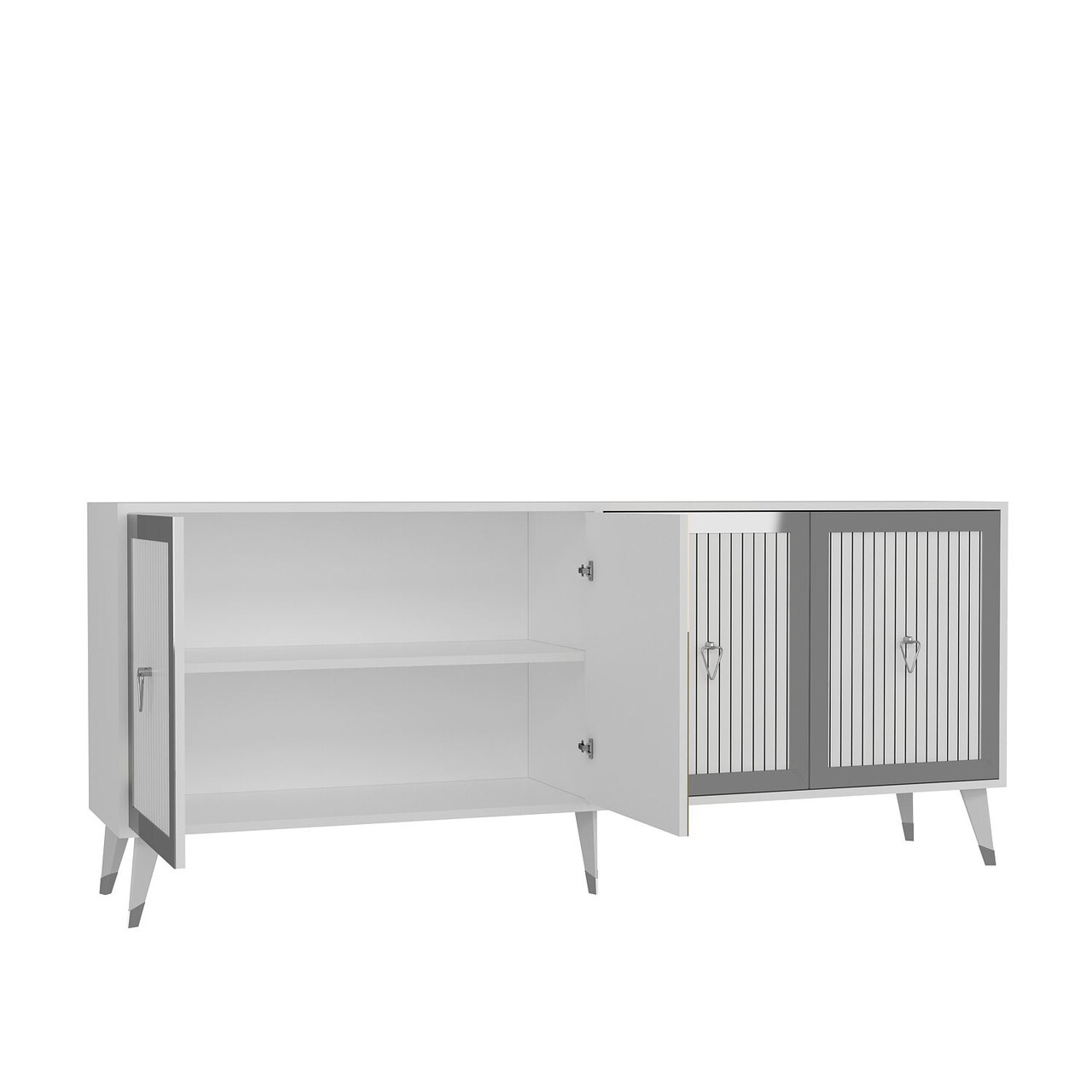 Consola, Hanah Home, Benner, 180x78.6x35 cm, PAL , Alb / Argintiu - view 6